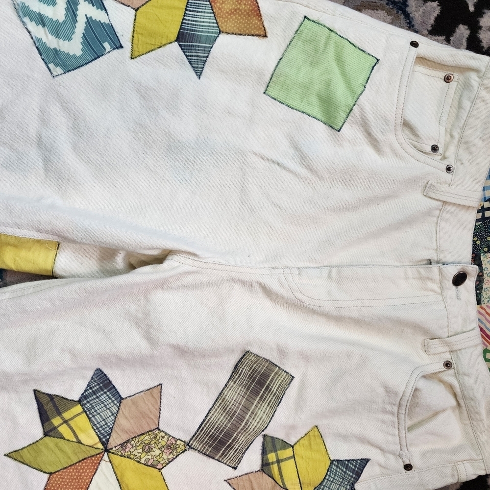 Kimchi Blue Straight Leg Patchwork Pants size 32 - Picture 9 of 11